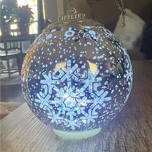 Valerie Parr Hill Five Silver Snowflake Ornaments with LED Lights and Timer